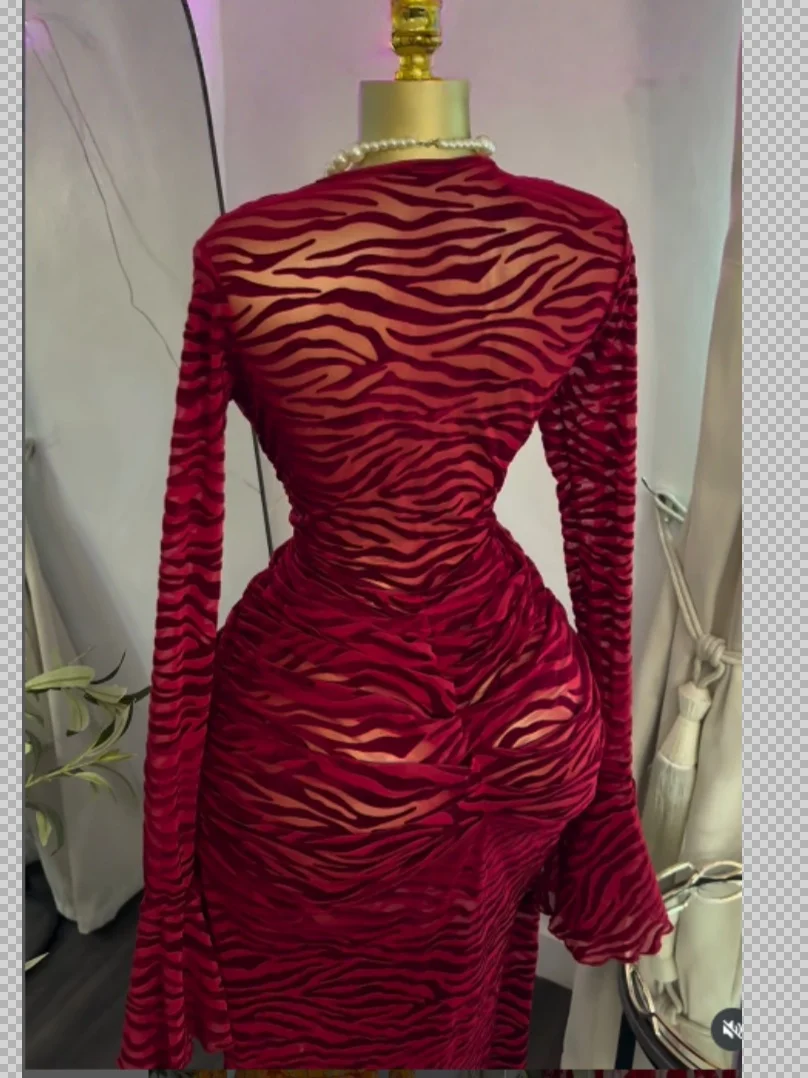 GLCMYAYA Women Flocking Stacked Ruched Long Sleeve with Tank Maxi Mermaid Dress 2026 Birthday Holiday Trendy Dresses Vestidos