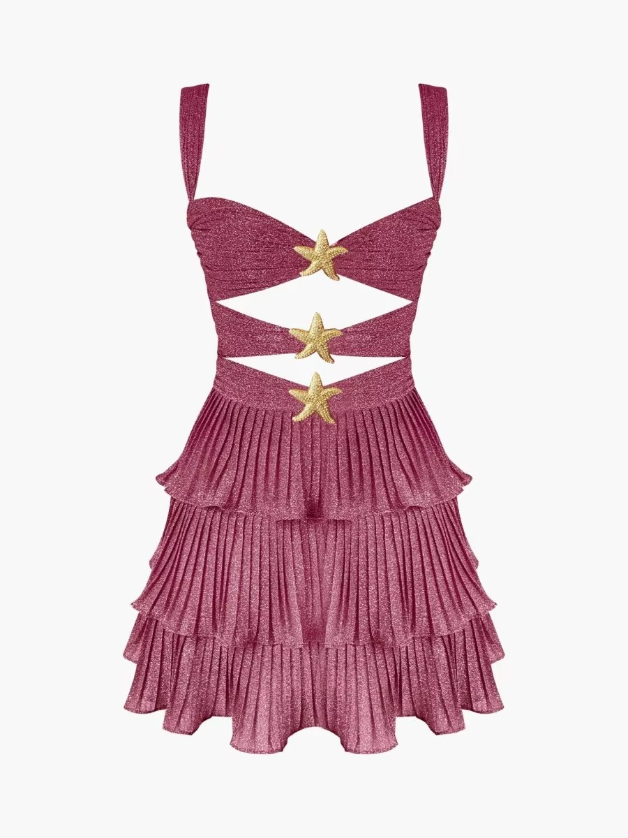 CM.YAYA Women's Sleeveless Strap Cutout Fishstar Ruffles A-line Dress 2026 Street Education Party Cocktail Night Out Dresses CM.YAYA Women's Sleeveless Strap Cutout Fishstar Ruffles A-line Dress 2026 Street Education Party Cocktail Night Out Dresses