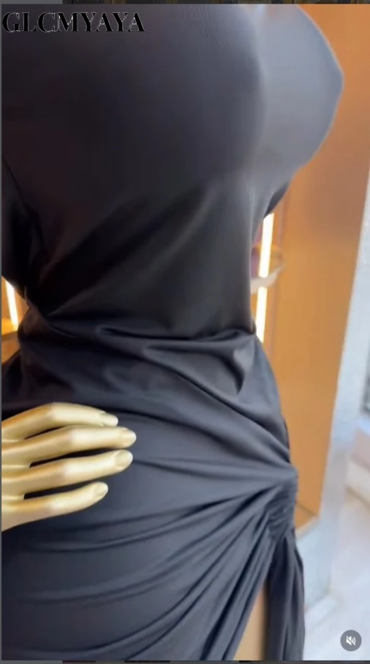 CM.YAYA Women's Knot Side Stacked Ruched One Short Sleeve Midi Mini Formal Dress 2026 Education Party Cocktail Night Out Dresses