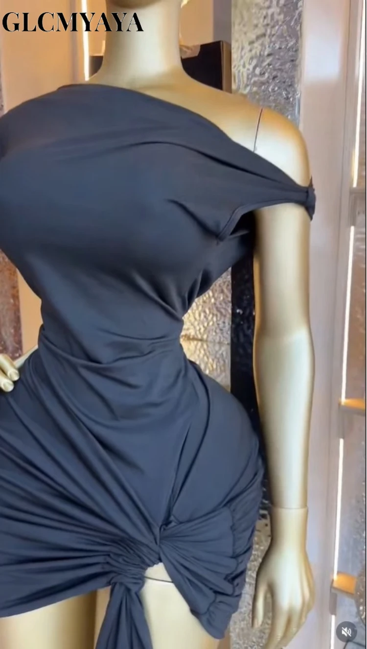 CM.YAYA Women's Knot Side Stacked Ruched One Short Sleeve Midi Mini Formal Dress 2026 Education Party Cocktail Night Out Dresses