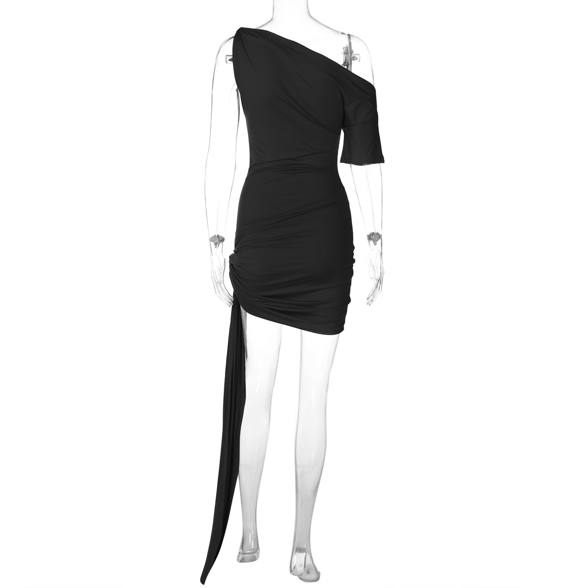 CM.YAYA Women's Knot Side Stacked Ruched One Short Sleeve Midi Mini Formal Dress 2026 Education Party Cocktail Night Out Dresses CM.YAYA Women's Knot Side Stacked Ruched One Short Sleeve Midi Mini Formal Dress 2026 Education Party Cocktail Night Out Dresses
