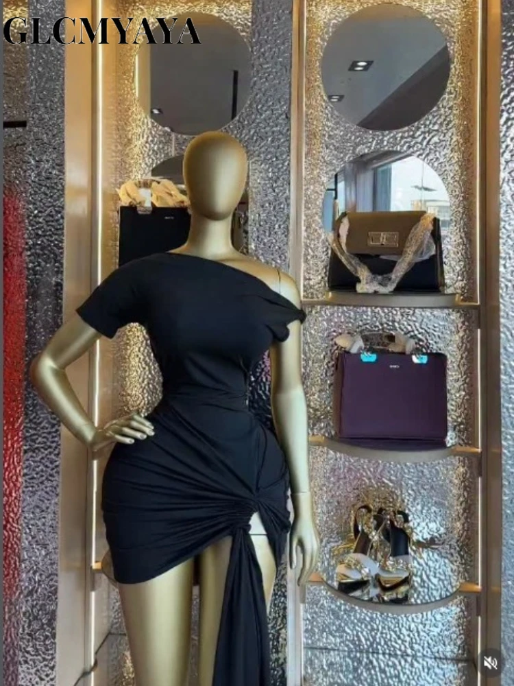 CM.YAYA Women's Knot Side Stacked Ruched One Short Sleeve Midi Mini Formal Dress 2026 Education Party Cocktail Night Out Dresses CM.YAYA Women's Knot Side Stacked Ruched One Short Sleeve Midi Mini Formal Dress 2026 Education Party Cocktail Night Out Dresses