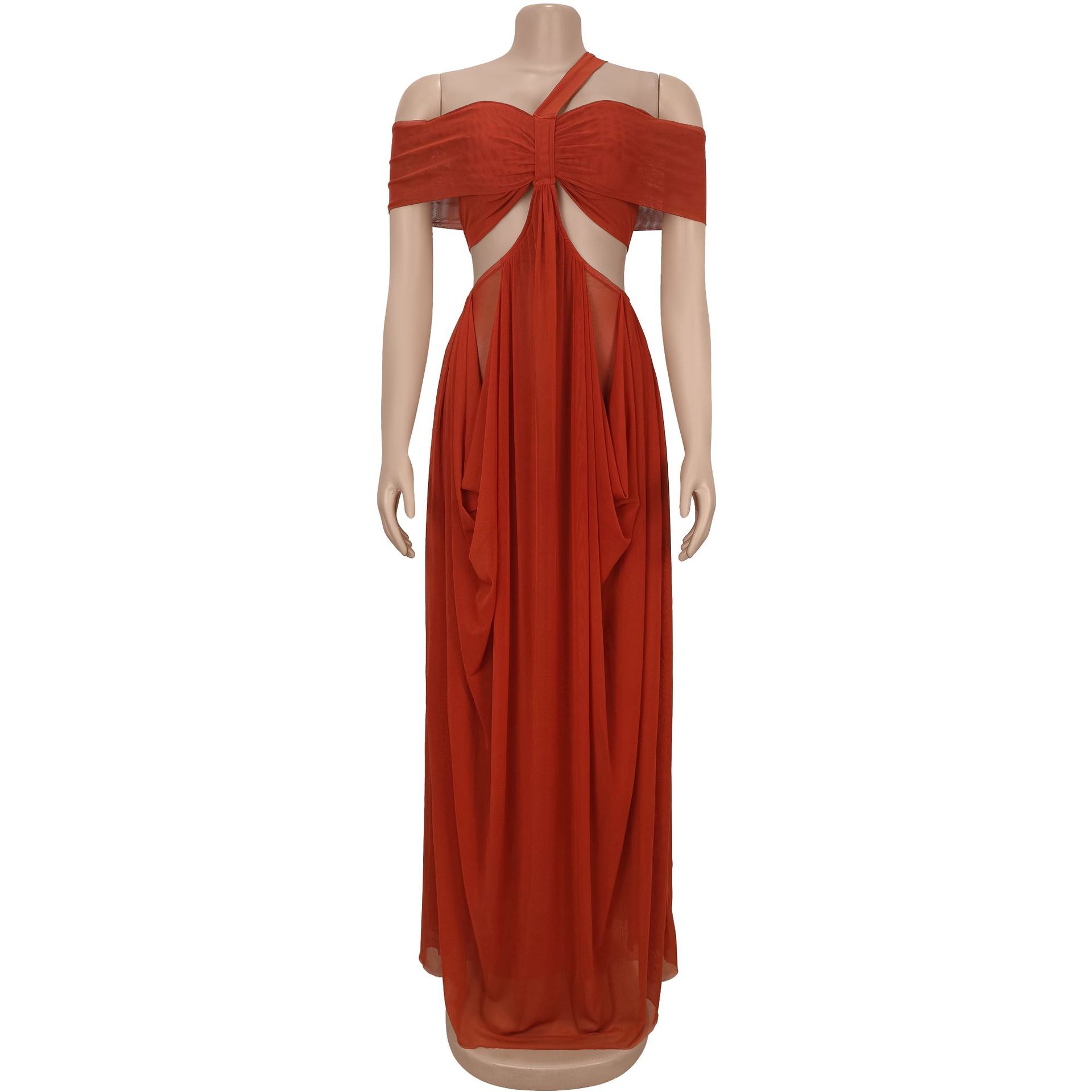 GLCMYAYA Women Off Shoulder Strap Short Sleeve Cutout Ruched Stacked Maxi Long Dress 2025 Summer Vacation Holiday Party Dresses