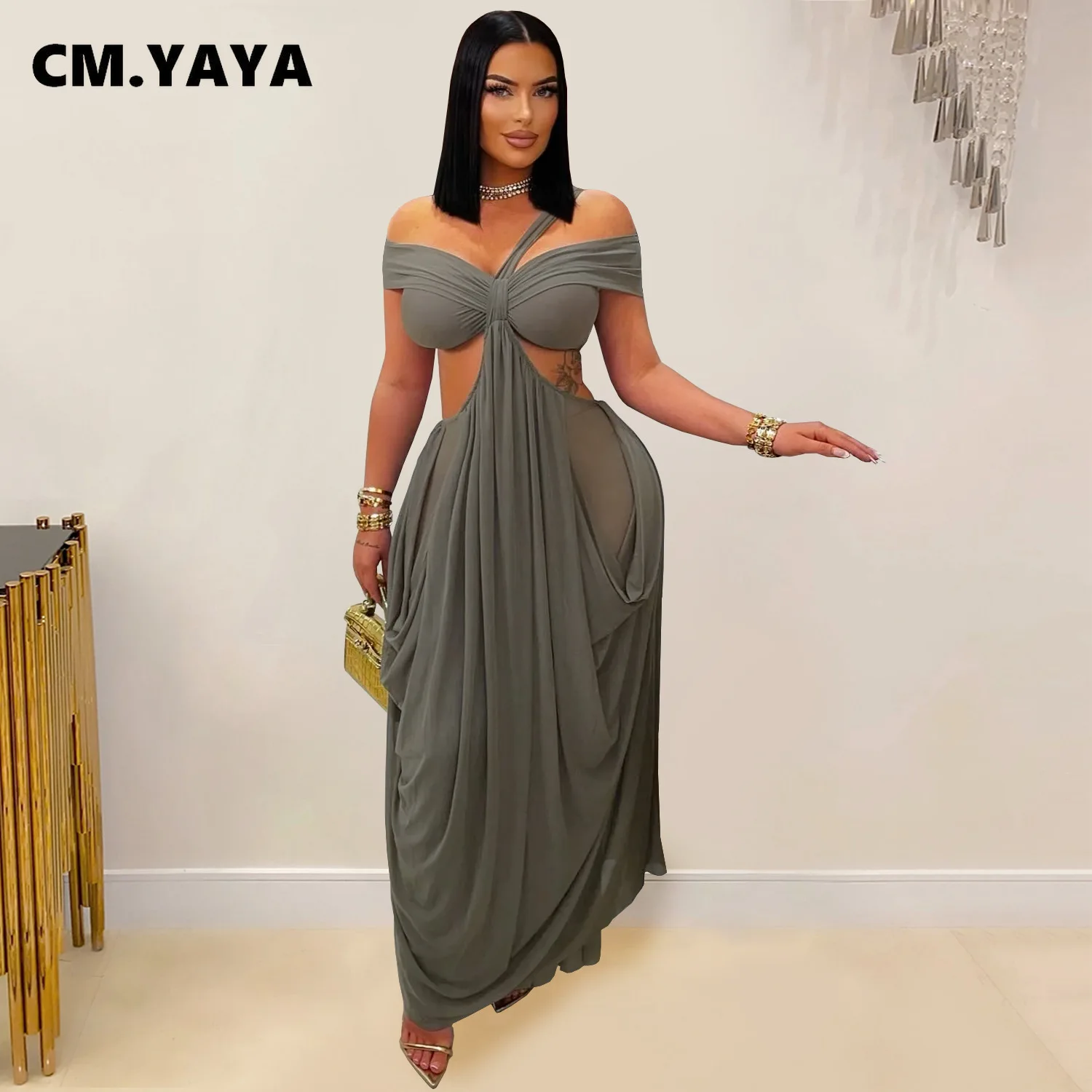 GLCMYAYA Women Off Shoulder Strap Short Sleeve Cutout Ruched Stacked Maxi Long Dress 2025 Summer Vacation Holiday Party Dresses GLCMYAYA Women Off Shoulder Strap Short Sleeve Cutout Ruched Stacked Maxi Long Dress 2025 Summer Vacation Holiday Party Dresses