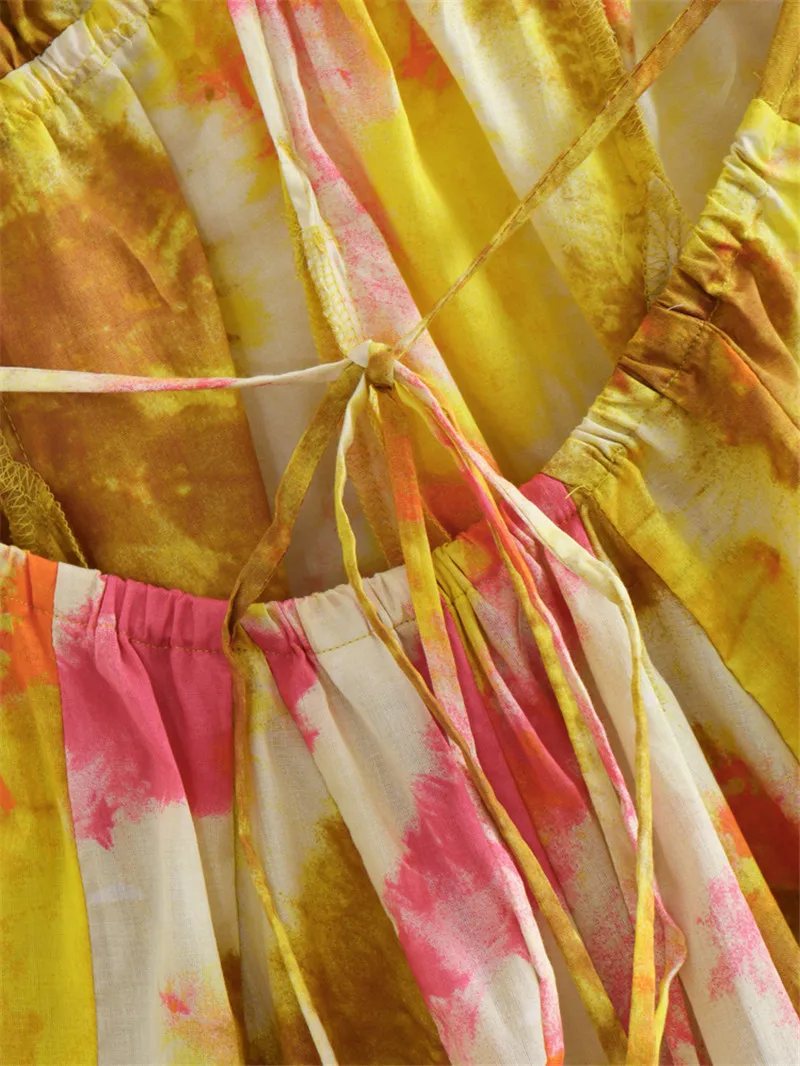 CM.YAYA Women Sleeveless Floral Printed Halter V-neck Backless Big Swing Smock Dress 2025 Birthday Summer Party Dresses Vestidos