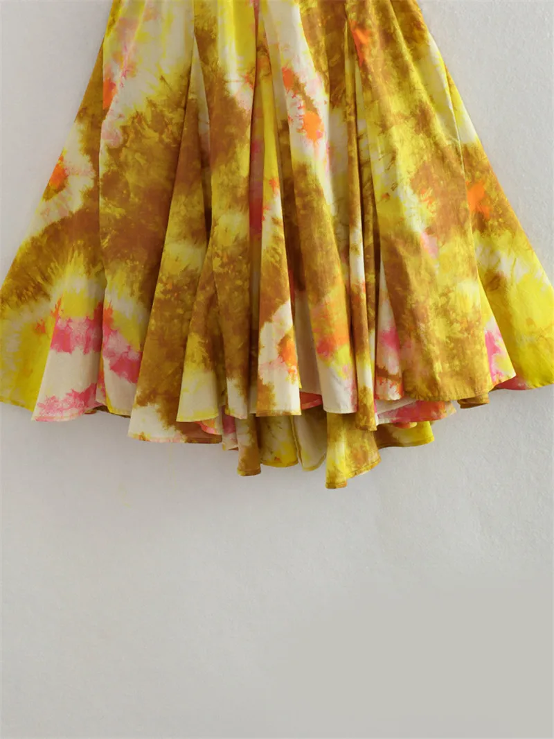 CM.YAYA Women Sleeveless Floral Printed Halter V-neck Backless Big Swing Smock Dress 2025 Birthday Summer Party Dresses Vestidos