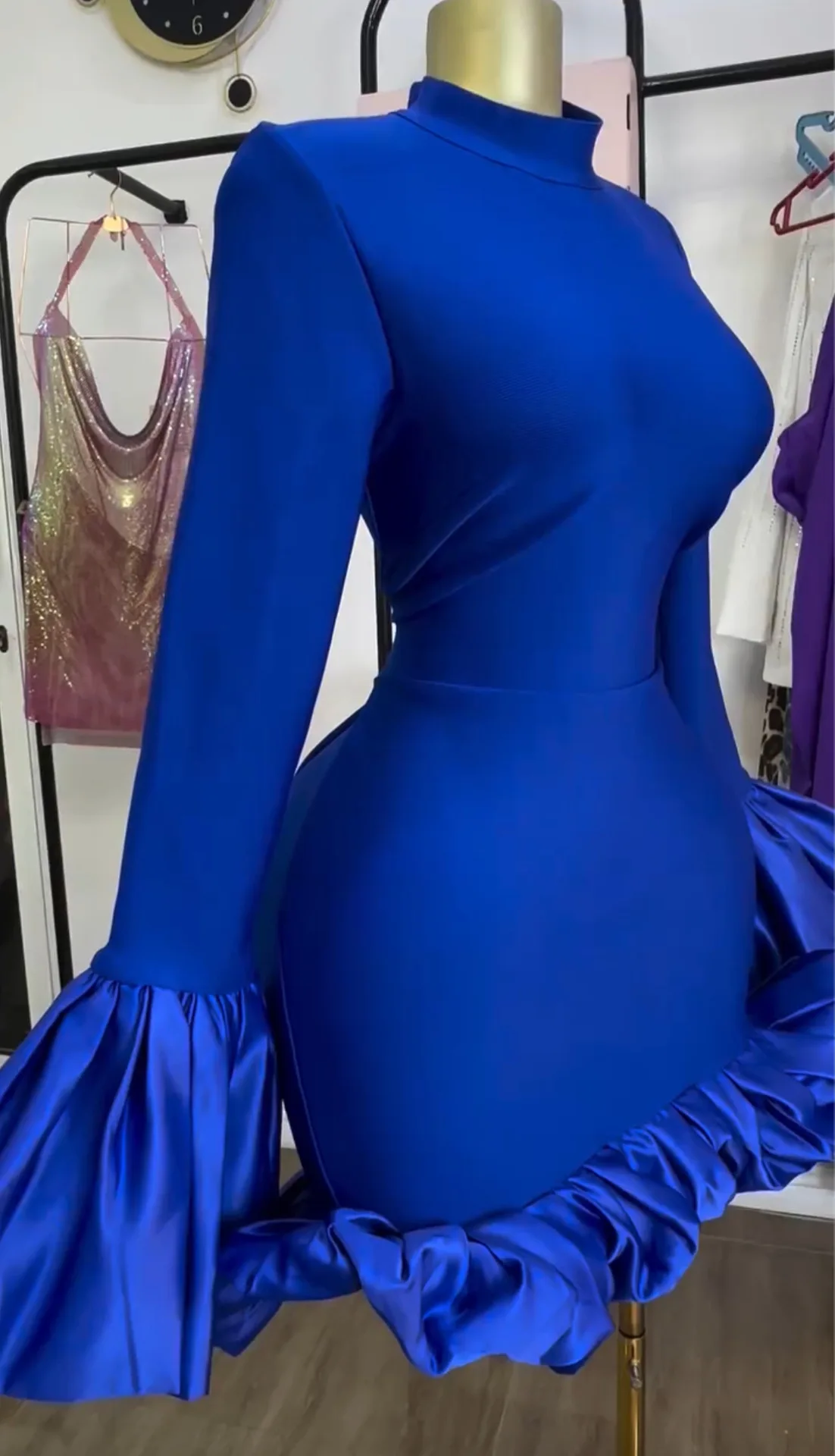 CM.YAYA Women O-neck Long Flare Sleeve Ruffles Mini Dress 2025 Spring Sweet Sexy Birthday Evening Night Party Vestidos Dresses