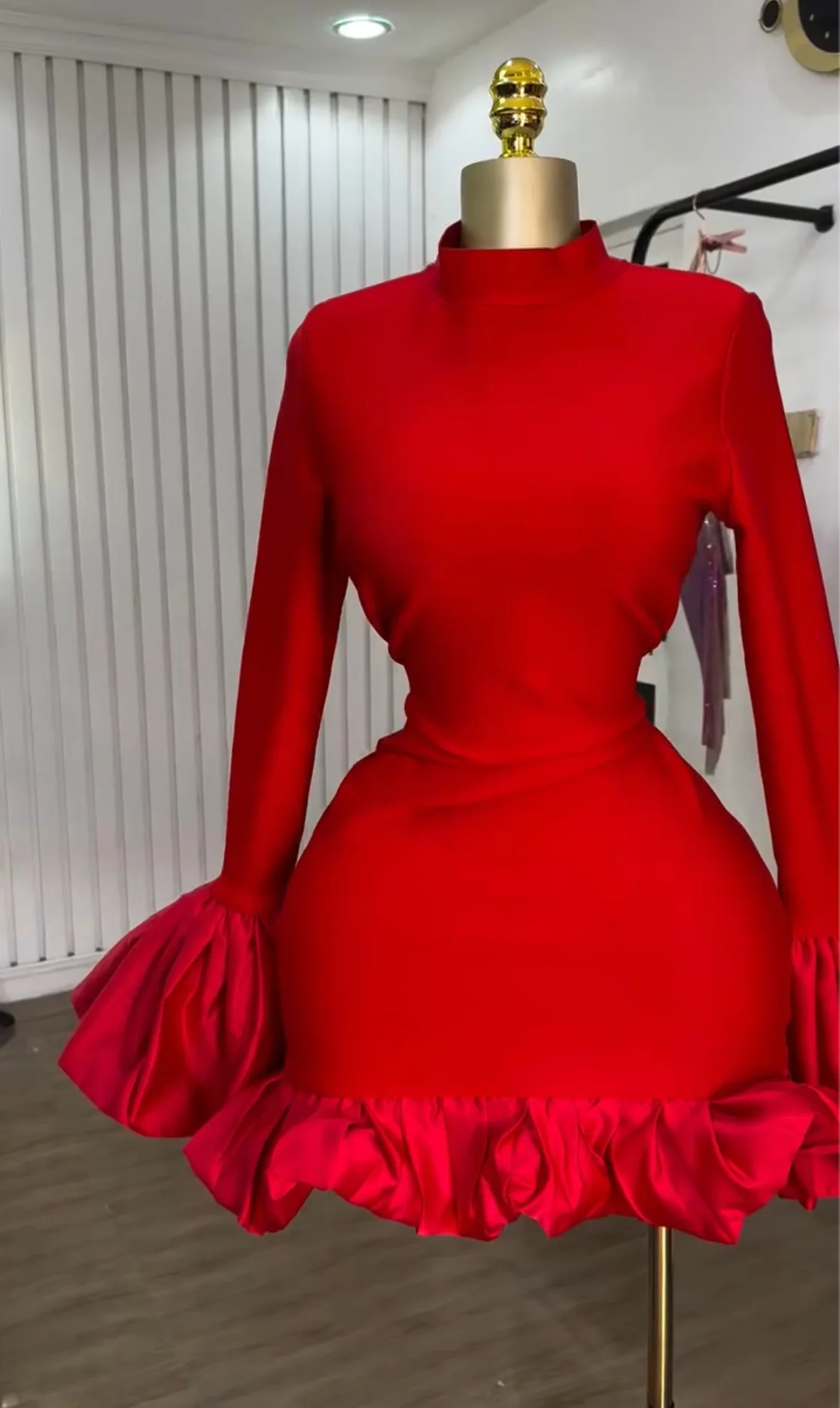 CM.YAYA Women O-neck Long Flare Sleeve Ruffles Mini Dress 2025 Spring Sweet Sexy Birthday Evening Night Party Vestidos Dresses