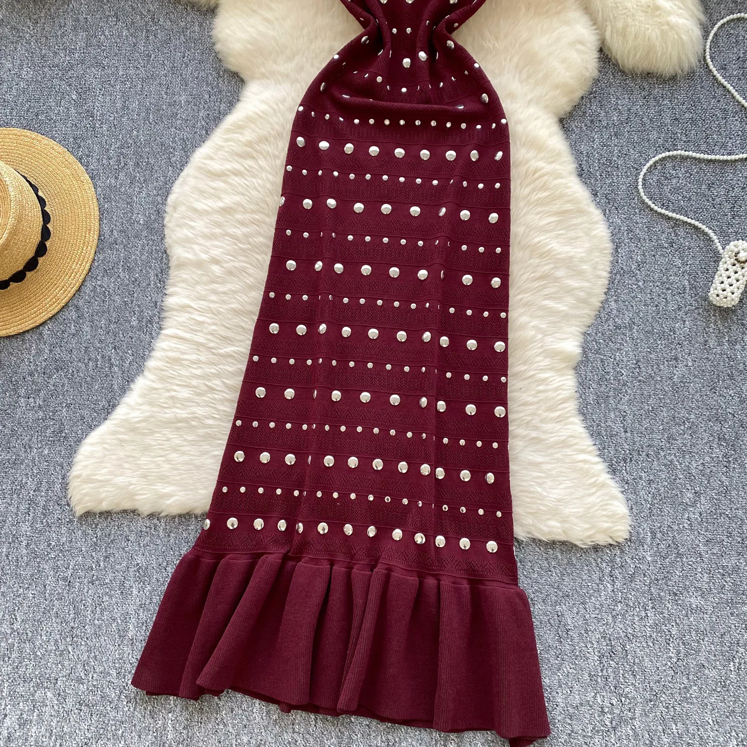 CM.YAYA Women Diamonds Hot Rhinestones Bodycon Ruffles Long Dress Sleeveless Summer Birthday Night Party Vestido Sexy Dresses