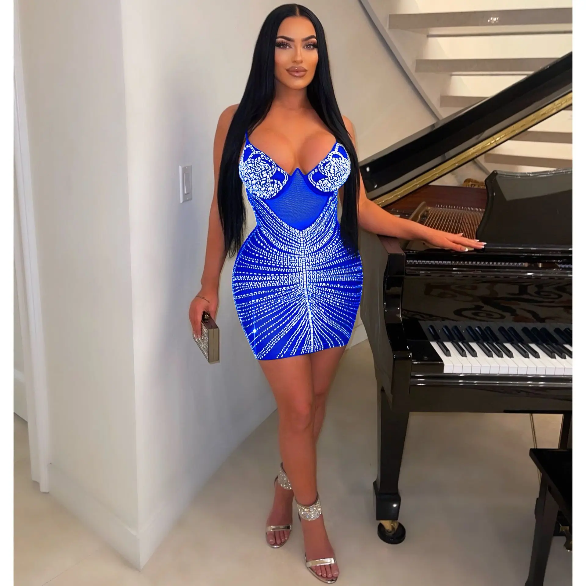 CM.YAYA Women Rhinestones Hot Drilling Mesh See Though Patchwork Midi Mini Dress Crystal Party Dresses Night Out Robes Vestidos CM.YAYA Women Rhinestones Hot Drilling Mesh See Though Patchwork Midi Mini Dress Crystal Party Dresses Night Out Robes Vestidos