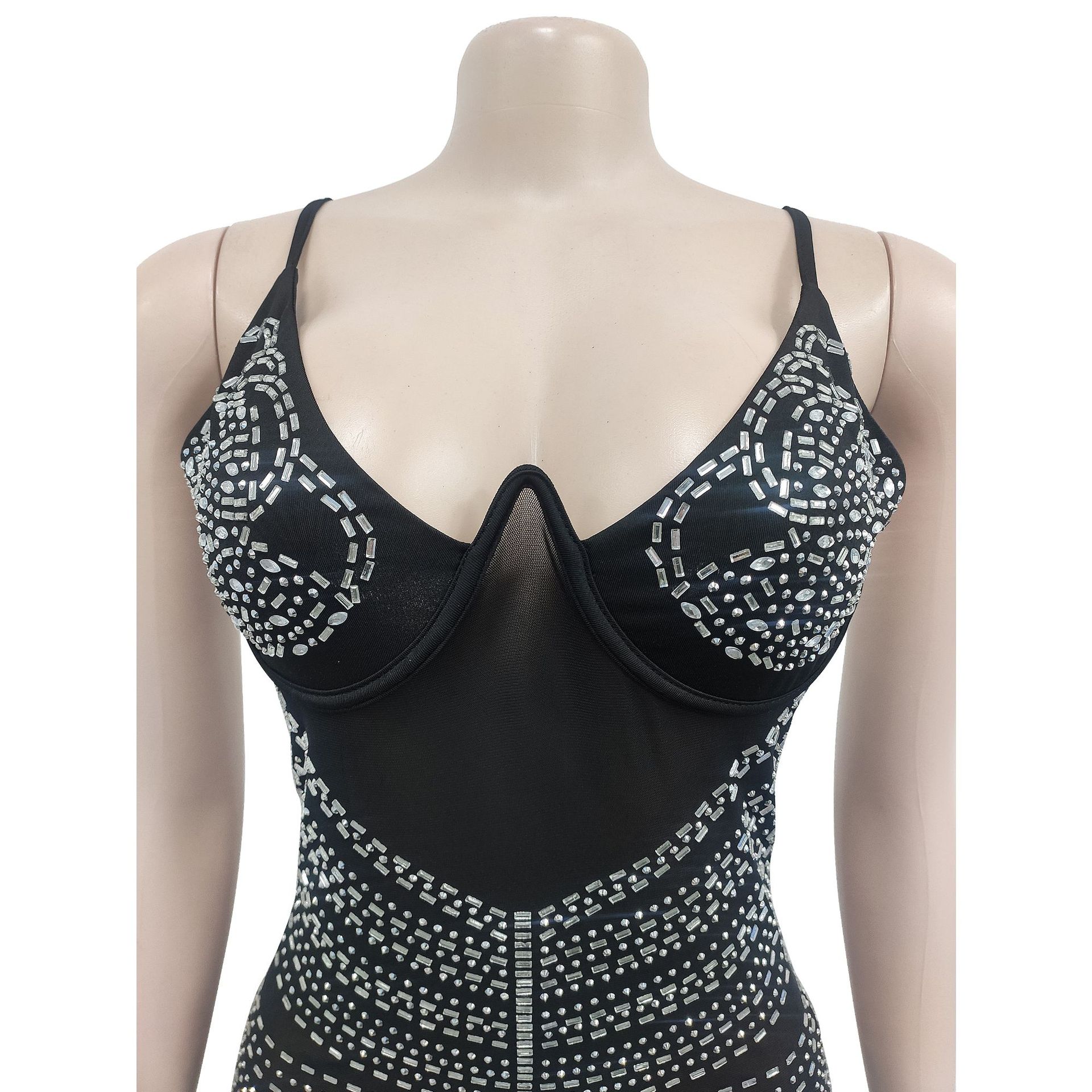 CM.YAYA Women Rhinestones Hot Drilling Mesh See Though Patchwork Midi Mini Dress Crystal Party Dresses Night Out Robes Vestidos CM.YAYA Women Rhinestones Hot Drilling Mesh See Though Patchwork Midi Mini Dress Crystal Party Dresses Night Out Robes Vestidos