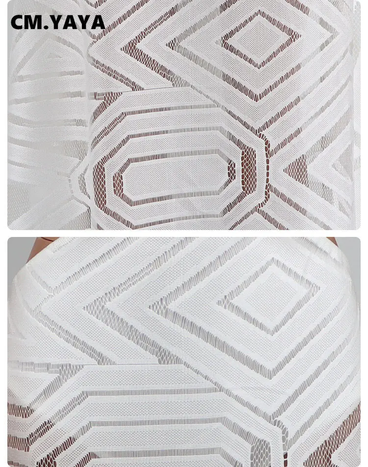 CM.YAYA Women Long Dress Solid Hollow Out Bandage A-line Dresses Cleavage Sexy Night Club Party Vestidos Fashion Outfit Summer