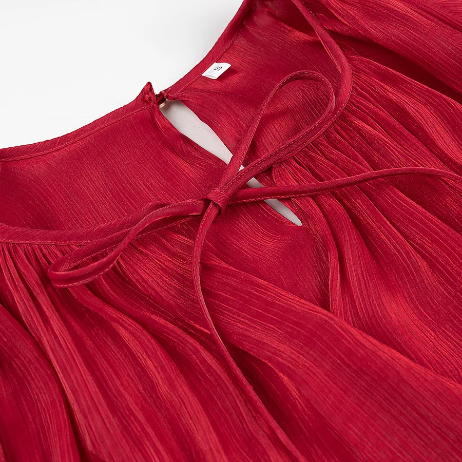 CM.YAYA Women Long Sleeve Pleated Low Waist Blouse Style Mini Dress with Shorts 2025 Birthday Beach Party Dresses Vestidos