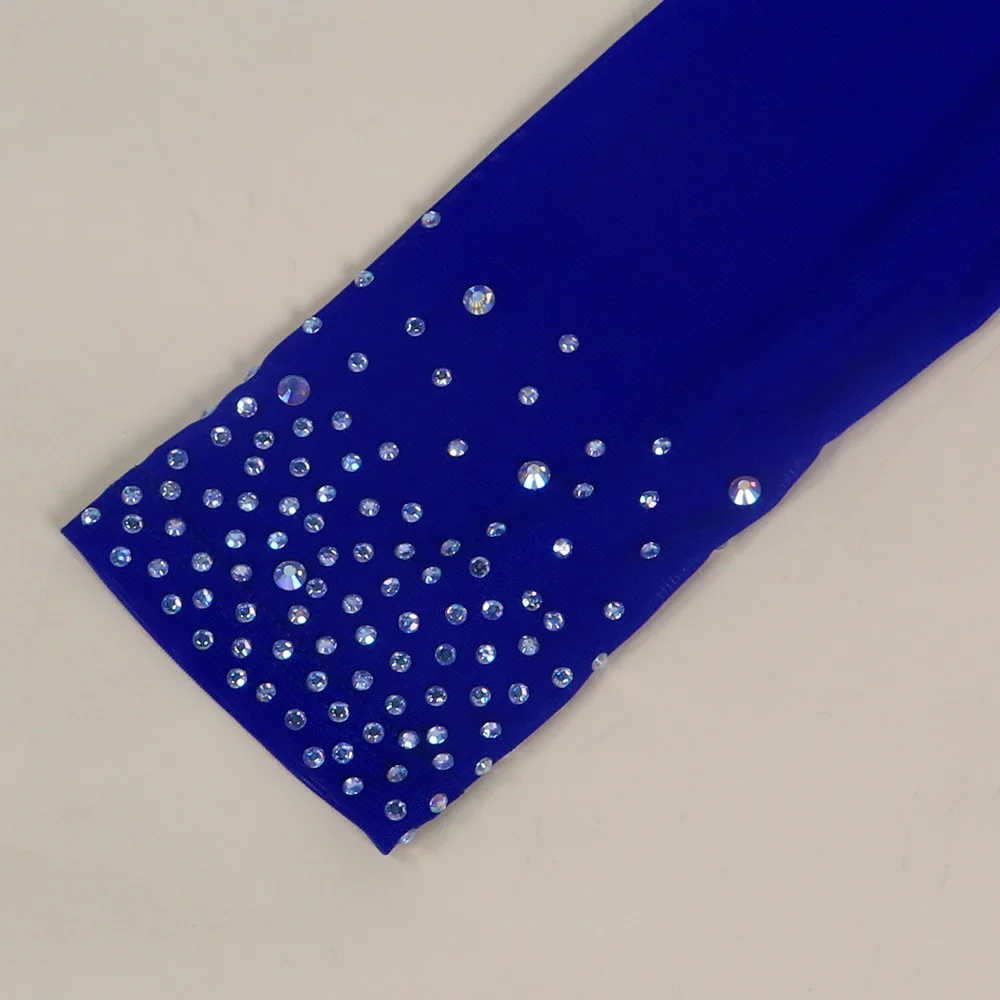 CM.YAYA Women Diamonds Hot Rhinestones Bodycon Midi Maxi Mermaid Dress Elegant Sexy Party Club One Long Sleeve Long Dresses