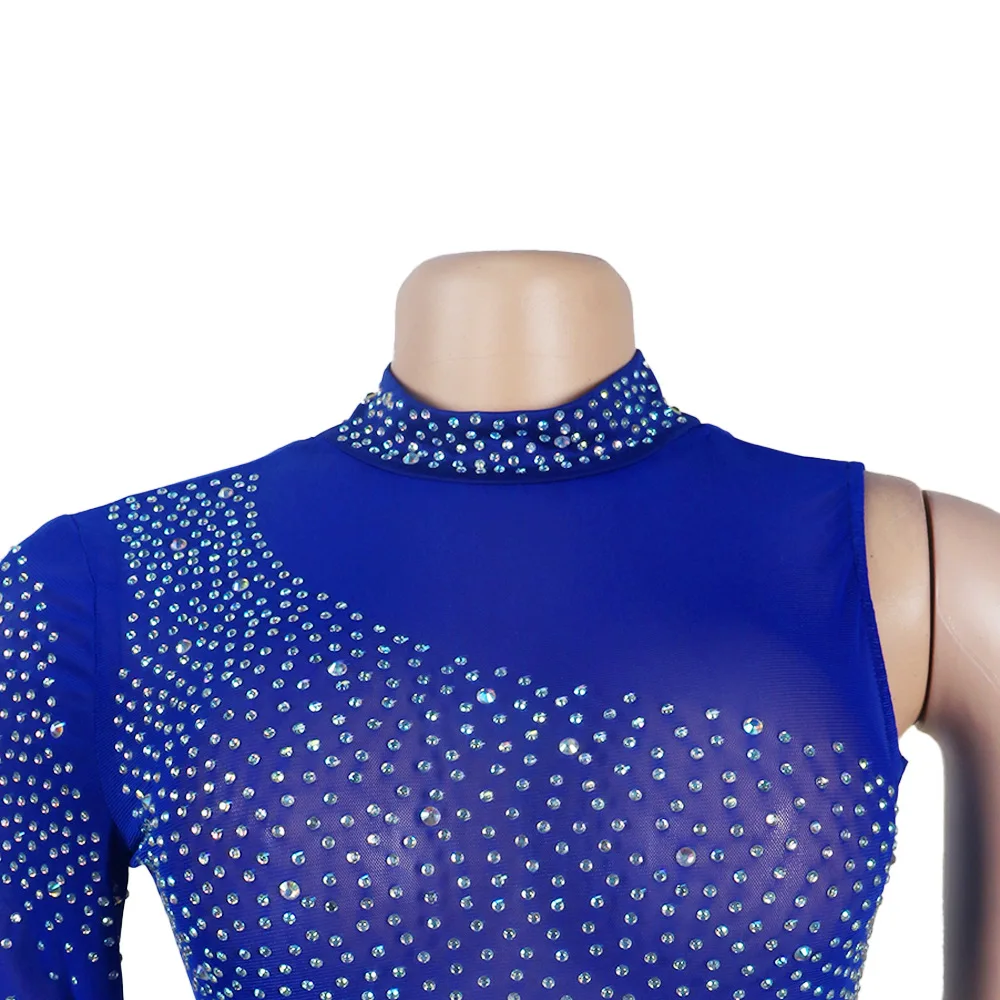 CM.YAYA Women Diamonds Hot Rhinestones Bodycon Midi Maxi Mermaid Dress Elegant Sexy Party Club One Long Sleeve Long Dresses