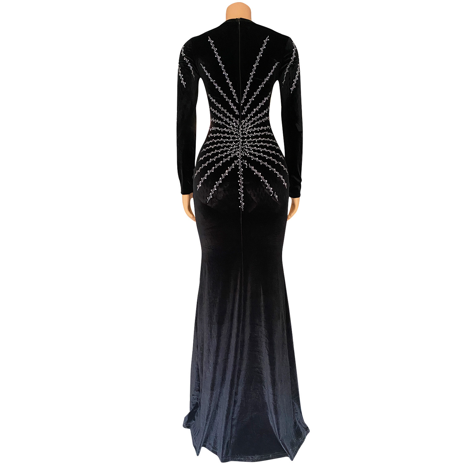 CM.YAYA Women Diamonds Hot Rhinestones Velvet Long Sleeve Mermaid Birthday Bodycon Midi Maxi Dress 2024 Sexy Party Long Dresses CM.YAYA Women Diamonds Hot Rhinestones Velvet Long Sleeve Mermaid Birthday Bodycon Midi Maxi Dress 2024 Sexy Party Long Dresses