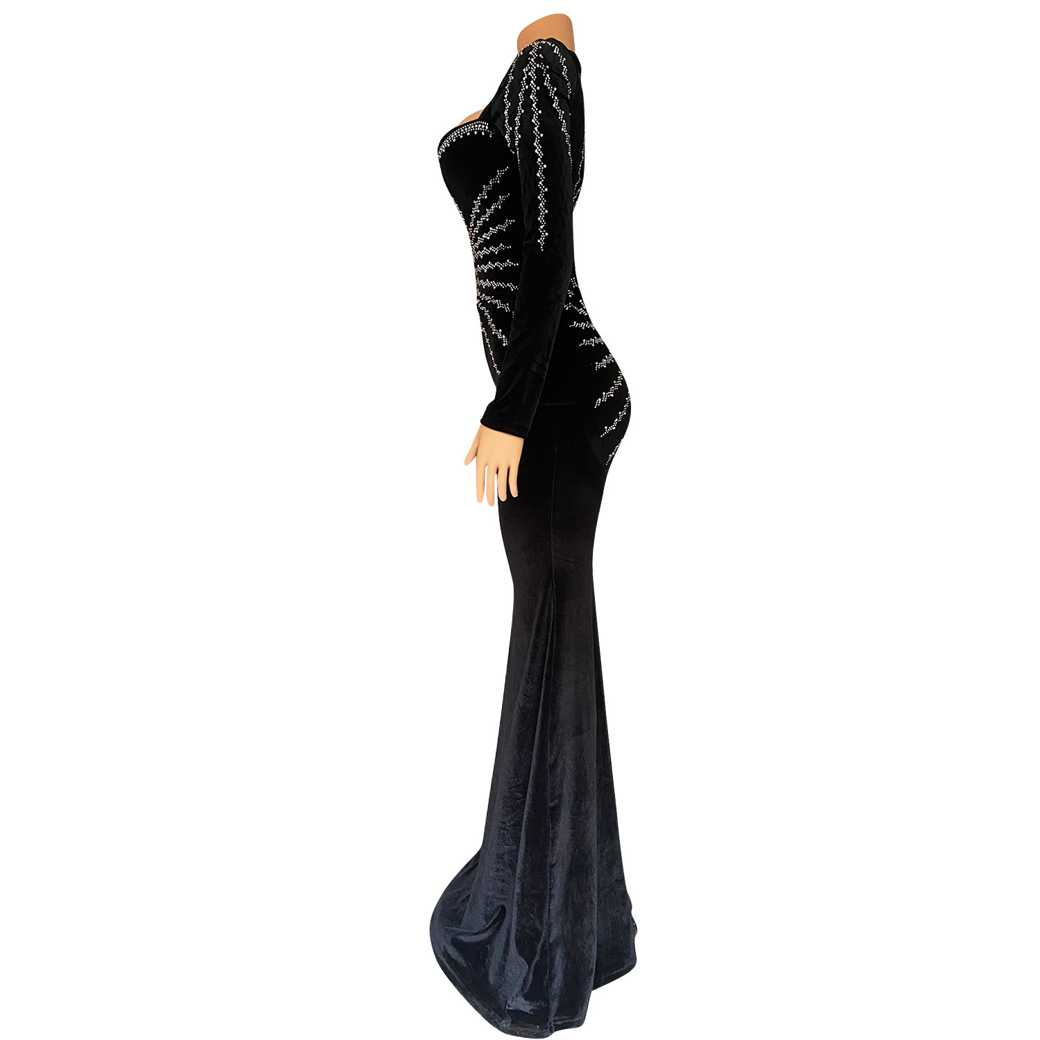 CM.YAYA Women Diamonds Hot Rhinestones Velvet Long Sleeve Mermaid Birthday Bodycon Midi Maxi Dress 2024 Sexy Party Long Dresses CM.YAYA Women Diamonds Hot Rhinestones Velvet Long Sleeve Mermaid Birthday Bodycon Midi Maxi Dress 2024 Sexy Party Long Dresses