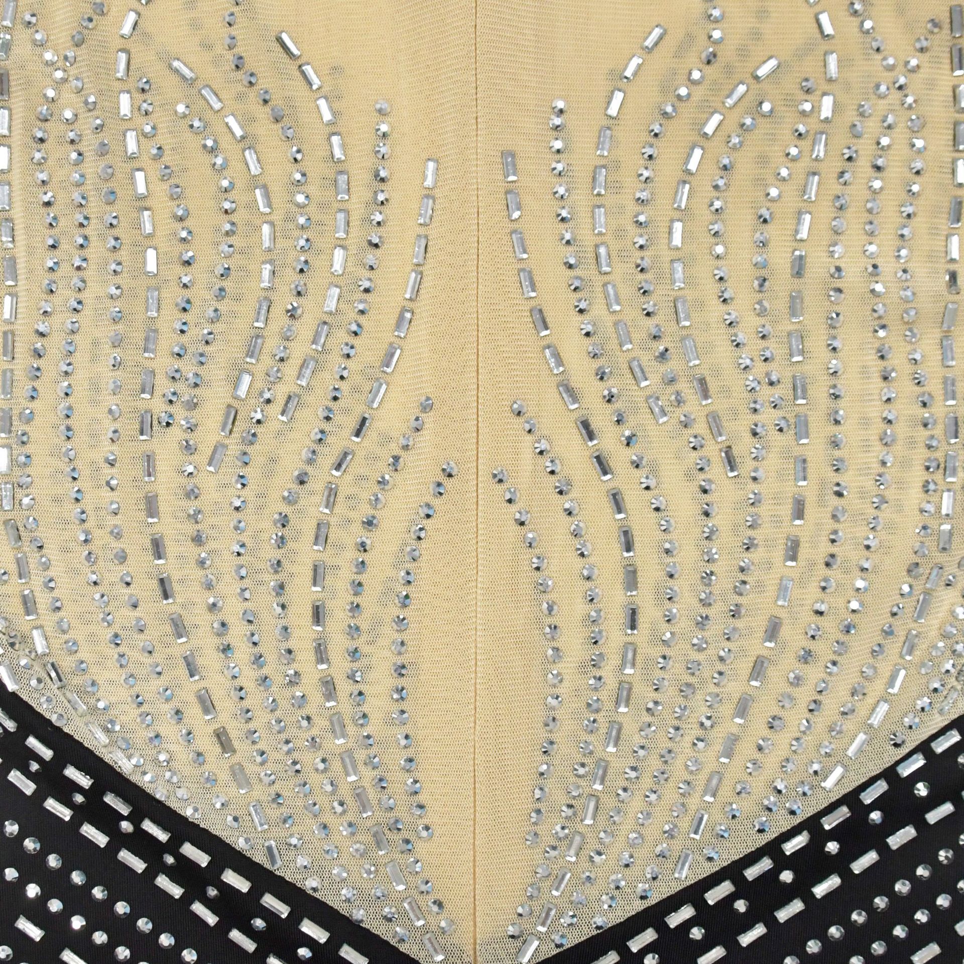 CM.YAYA Women O-neck Sleeveless Mesh Patchwork Diamonds Hot Rhinestones High Side Split Birthday Bodycon Midi Mermaid Maxi Dress