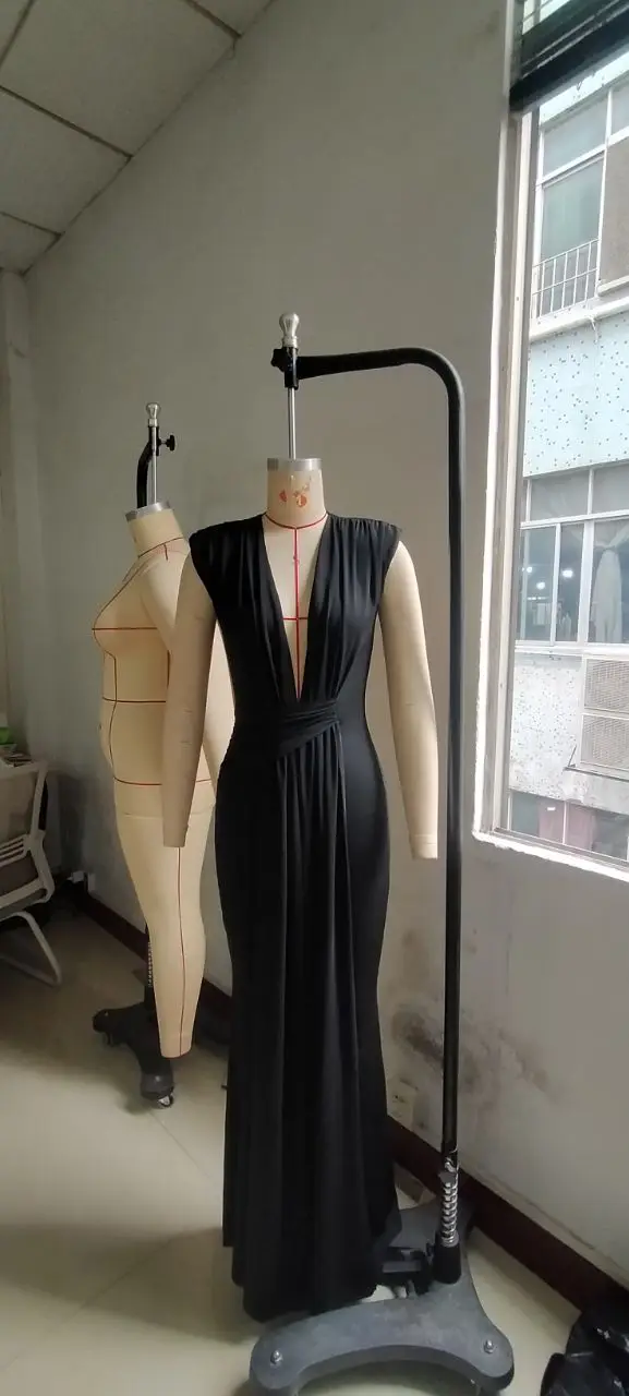 CM.YAYA Women Sleeveless Ruched Deep V-neck Long Maxi Dress 2024 Street Evening Birthday Night Club Party Vestidos Sexy Dresses