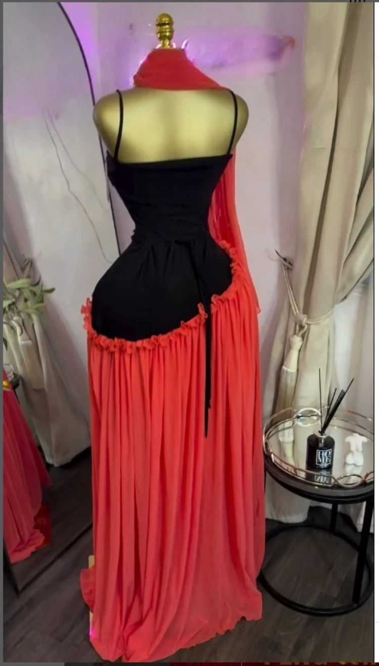 CM.YAYA Women Spaghetti Strap Skew Waist Patchwork A-line Maxi Dress with Scarf 2026 Street Beach Birthday Holiday Long Dresses CM.YAYA Women Spaghetti Strap Skew Waist Patchwork A-line Maxi Dress with Scarf 2026 Street Beach Birthday Holiday Long Dresses