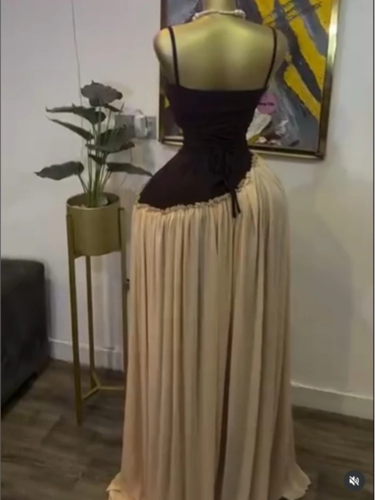 CM.YAYA Women Spaghetti Strap Skew Waist Patchwork A-line Maxi Dress with Scarf 2026 Street Beach Birthday Holiday Long Dresses CM.YAYA Women Spaghetti Strap Skew Waist Patchwork A-line Maxi Dress with Scarf 2026 Street Beach Birthday Holiday Long Dresses