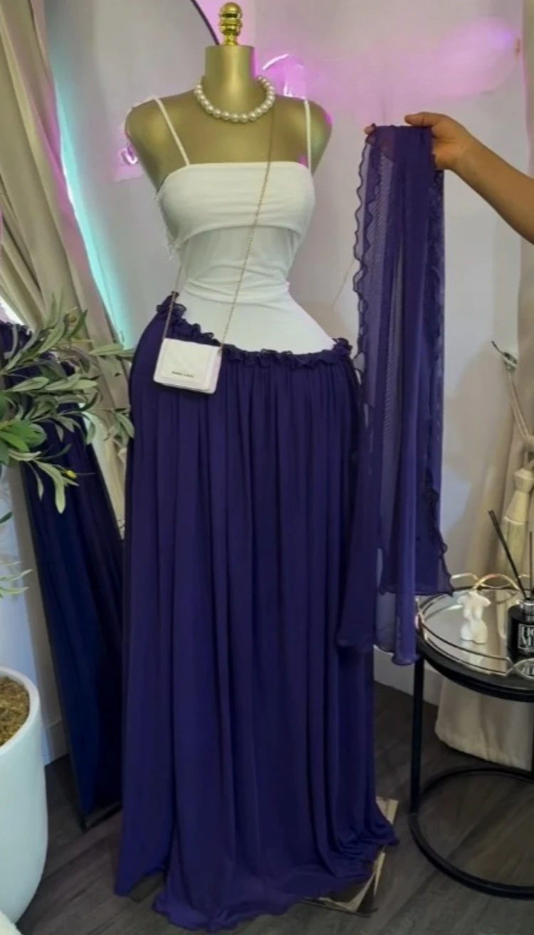 CM.YAYA Women Spaghetti Strap Skew Waist Patchwork A-line Maxi Dress with Scarf 2026 Street Beach Birthday Holiday Long Dresses CM.YAYA Women Spaghetti Strap Skew Waist Patchwork A-line Maxi Dress with Scarf 2026 Street Beach Birthday Holiday Long Dresses