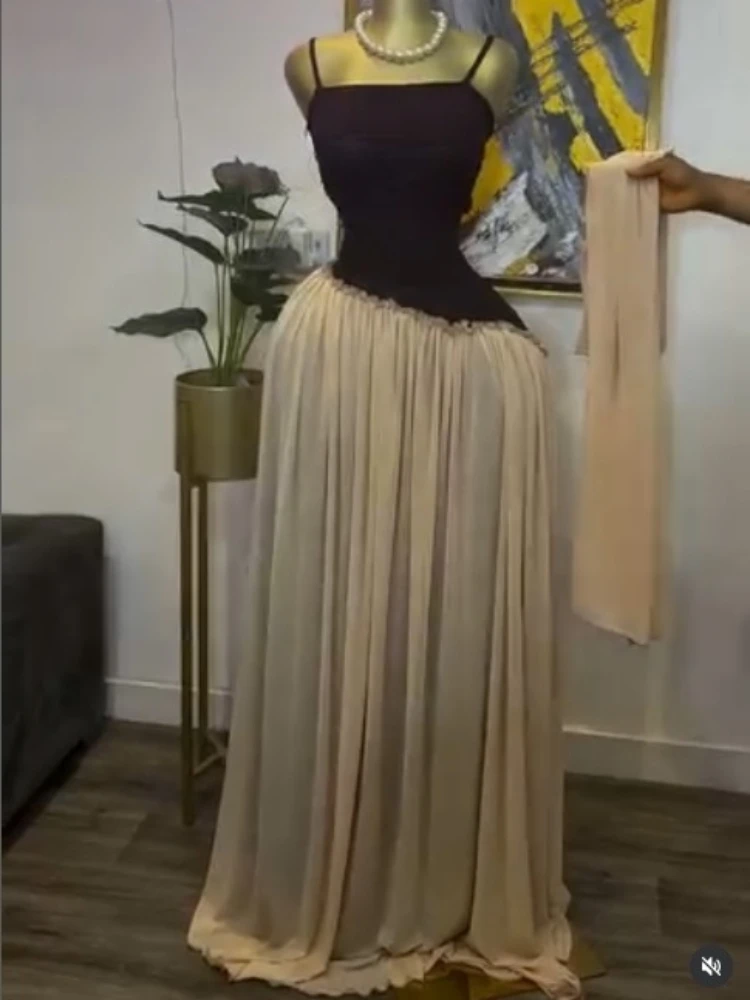 CM.YAYA Women Spaghetti Strap Skew Waist Patchwork A-line Maxi Dress with Scarf 2026 Street Beach Birthday Holiday Long Dresses CM.YAYA Women Spaghetti Strap Skew Waist Patchwork A-line Maxi Dress with Scarf 2026 Street Beach Birthday Holiday Long Dresses