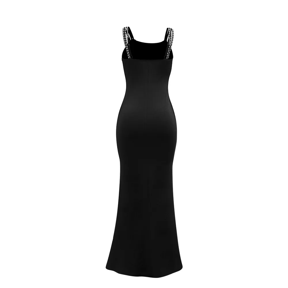 CM.YAYA Women Diamond Strapless Sleeveless Bodycon Long Maxi Dress Summer Streetwear Sexy Vestidos Night Party Evening Dresses