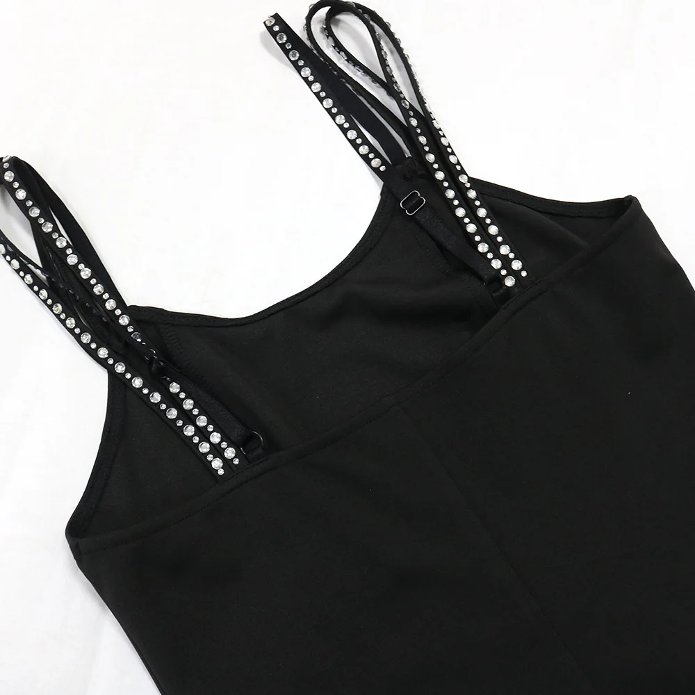 CM.YAYA Women Diamond Strapless Sleeveless Bodycon Long Maxi Dress Summer Streetwear Sexy Vestidos Night Party Evening Dresses