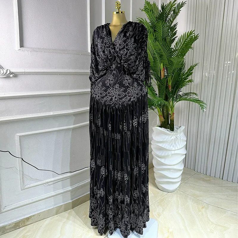 CM.YAYA Women Tie Dye Print V-neck Short Sleeve Long Dress 2025 Fall Birthday Evening Vacation Night Party Vestidos Sexy Dresses