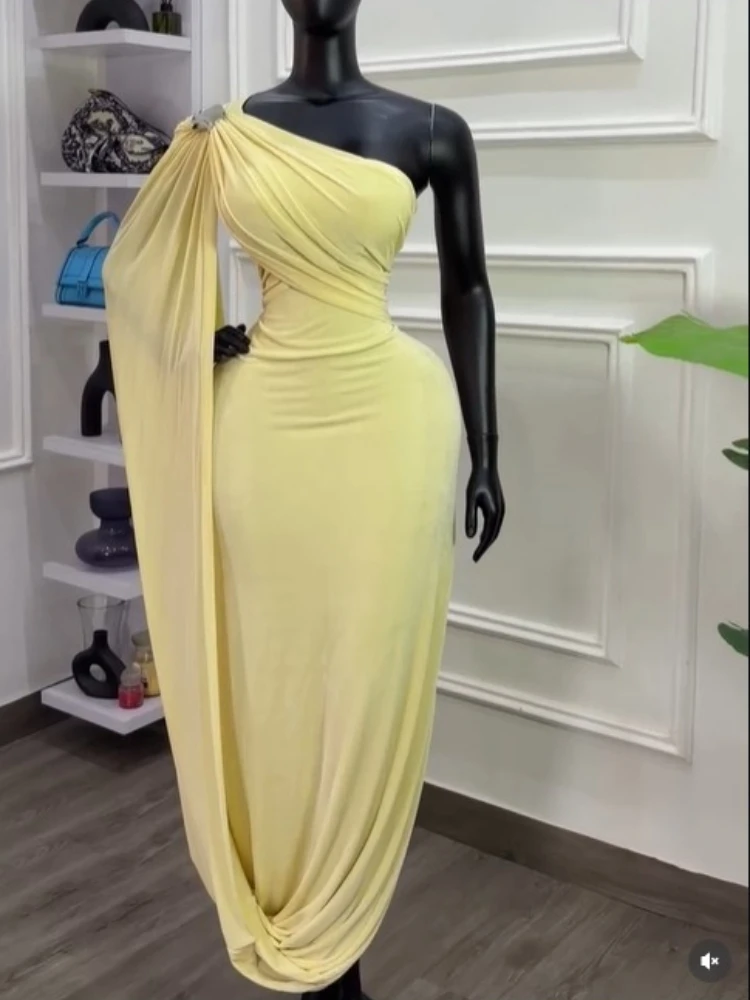 CM.YAYA Women's One Shoulder Wraped Up Maxi Formal Dress 2026 Streetwear INS Education Party Cocktail Night Out Long Dresses