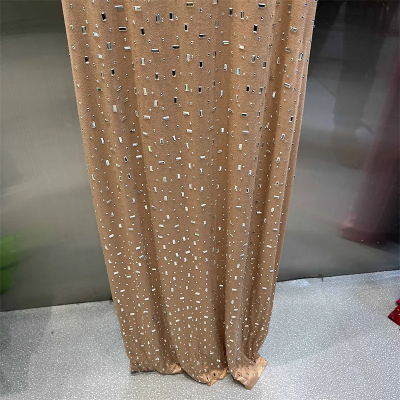 CM.YAYA Women O-neck Diamonds Hot Rhinestones Short Sleeve Slim T-shirt Maxi Long Dress Summer Holiday Vacation Fashion Dresses CM.YAYA Women O-neck Diamonds Hot Rhinestones Short Sleeve Slim T-shirt Maxi Long Dress Summer Holiday Vacation Fashion Dresses