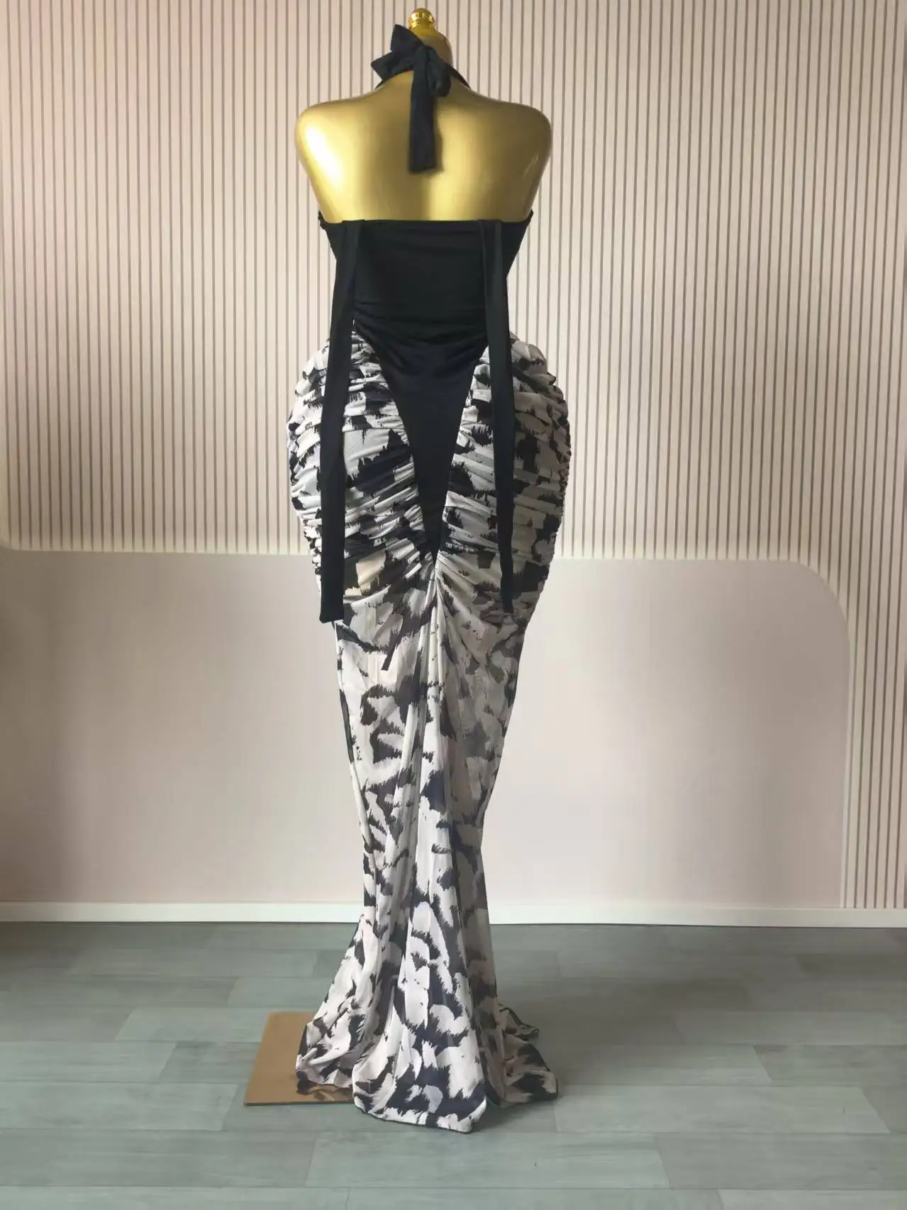 CM.YAYA Women Print Patchwork Stacked Ruched Sleeveless Bodycon Midi Maxi Long Dress 2025 Birthday Vacation Sexy Party Dresses