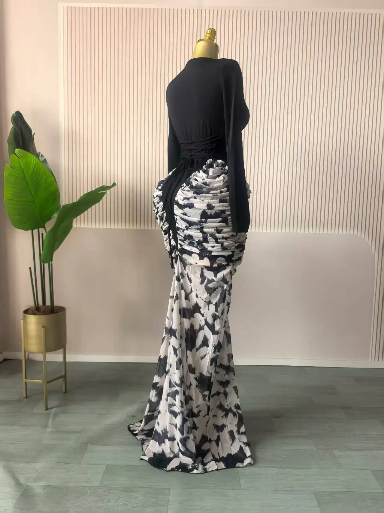 CM.YAYA Women Print Patchwork Stacked Ruched Sleeveless Bodycon Midi Maxi Long Dress 2025 Birthday Vacation Sexy Party Dresses