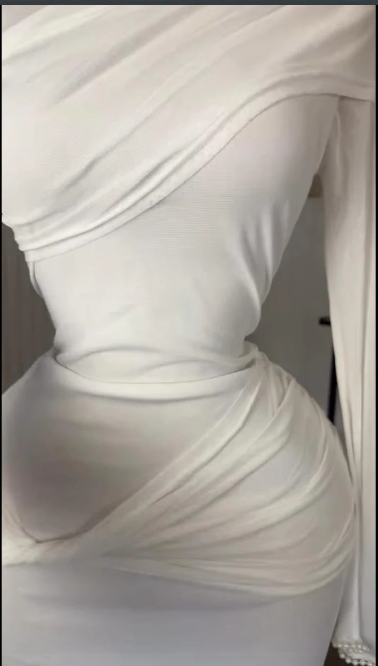 GLCMYAYA Street Women Wrap Stacked Ruched Bodycon Midi Pearl Long Sleeve Maxi Long Dress 2025 Fall Vacation Dresses Vestidos GLCMYAYA Street Women Wrap Stacked Ruched Bodycon Midi Pearl Long Sleeve Maxi Long Dress 2025 Fall Vacation Dresses Vestidos