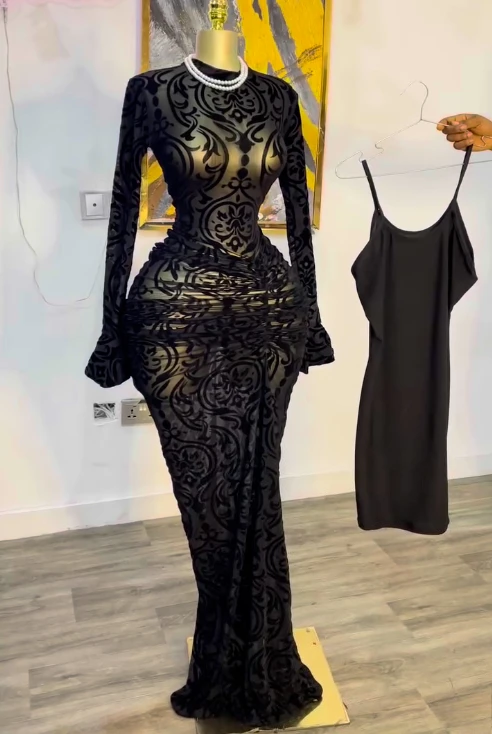 CM.YAYA Women Long Sleeve Stacked Mesh with Lining Bodycon Cocktail Long Dress 2025 Autumn Evening Birthday Sexy Party Dresses CM.YAYA Women Long Sleeve Stacked Mesh with Lining Bodycon Cocktail Long Dress 2025 Autumn Evening Birthday Sexy Party Dresses