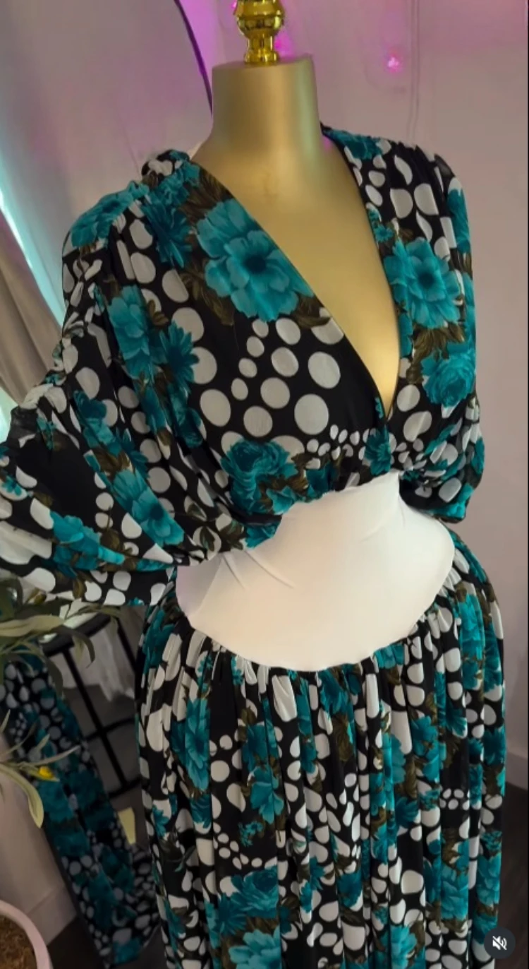 GLCMYAYA Women Dot Floral Printed Drawstring Ruched Batwing Half Sleeve Corset Maxi Dress Vacation Party Long Dresses Vestidos GLCMYAYA Women Dot Floral Printed Drawstring Ruched Batwing Half Sleeve Corset Maxi Dress Vacation Party Long Dresses Vestidos