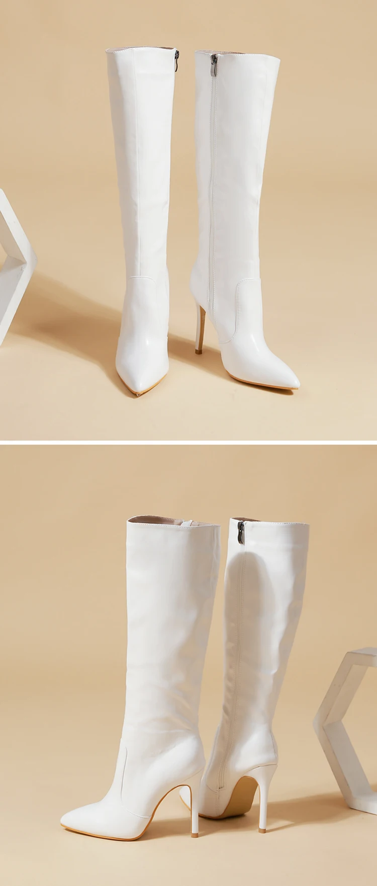 Eilyken Autumn Winter Wedding Party Women Knee-High Boots Pointed Toe Thin High Heels Shoes Sexy Zipper Footwear Size 35-42