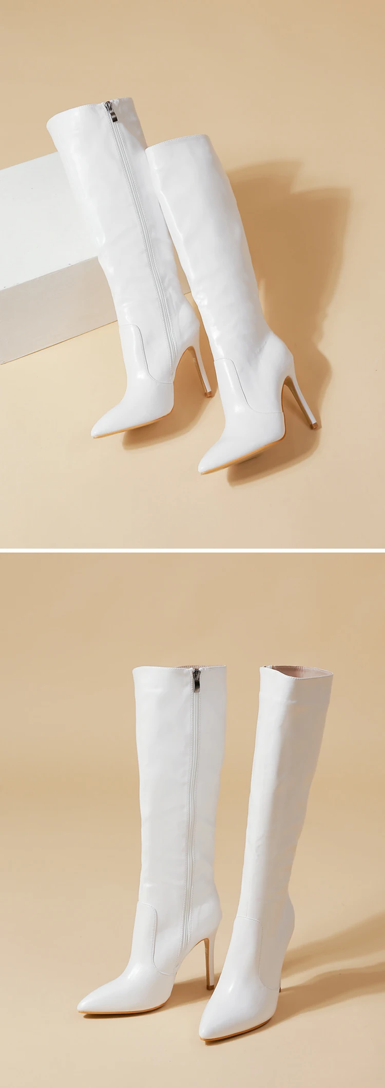 Eilyken Autumn Winter Wedding Party Women Knee-High Boots Pointed Toe Thin High Heels Shoes Sexy Zipper Footwear Size 35-42