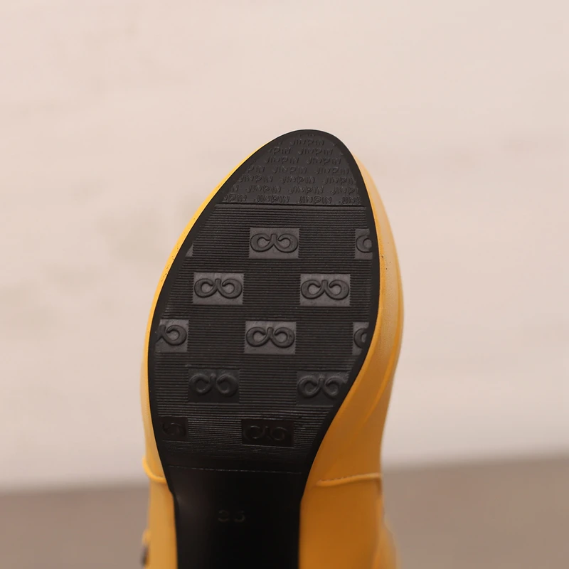 Womens White Calf Boots Platform Shoes Fashion Belt Buckle High Heels Yellow Black Autumn Winter Short Boot Ladies Large Size 50 Womens White Calf Boots Platform Shoes Fashion Belt Buckle High Heels Yellow Black Autumn Winter Short Boot Ladies Large Size 50