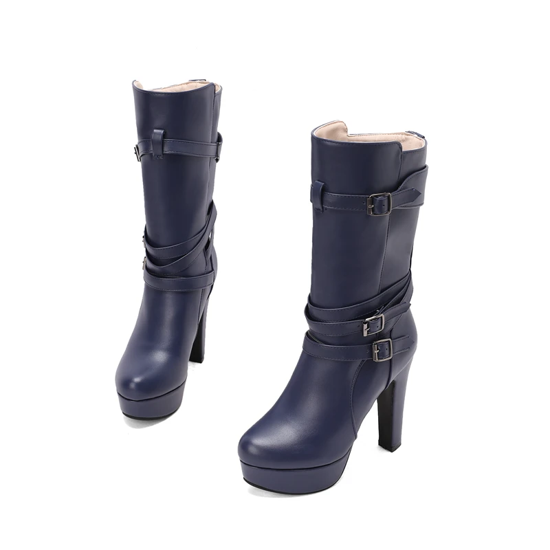 Womens White Calf Boots Platform Shoes Fashion Belt Buckle High Heels Yellow Black Autumn Winter Short Boot Ladies Large Size 50 Womens White Calf Boots Platform Shoes Fashion Belt Buckle High Heels Yellow Black Autumn Winter Short Boot Ladies Large Size 50