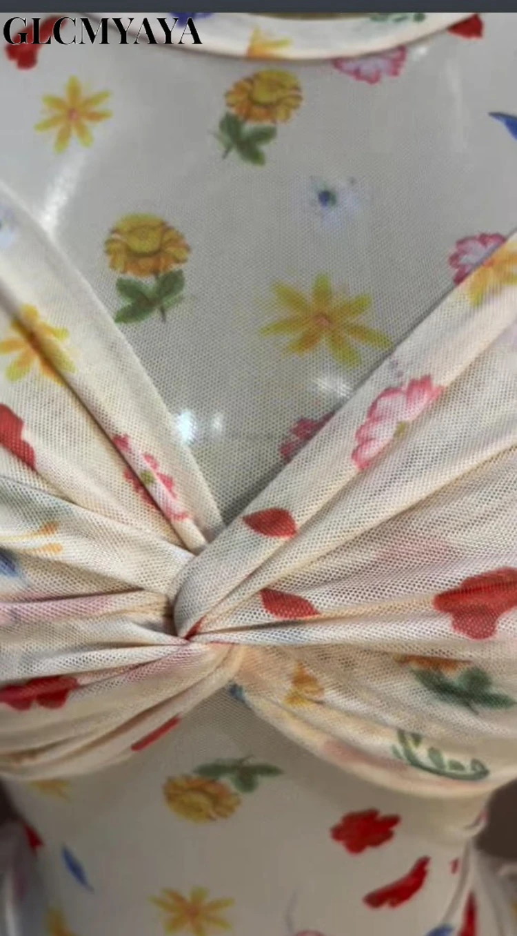 CM.YAYA Women Leaf Floral Print Draped O-neck Long Sleeve Big Swing Smock Dress 2025 Birthda Party Education Trendy Dresses