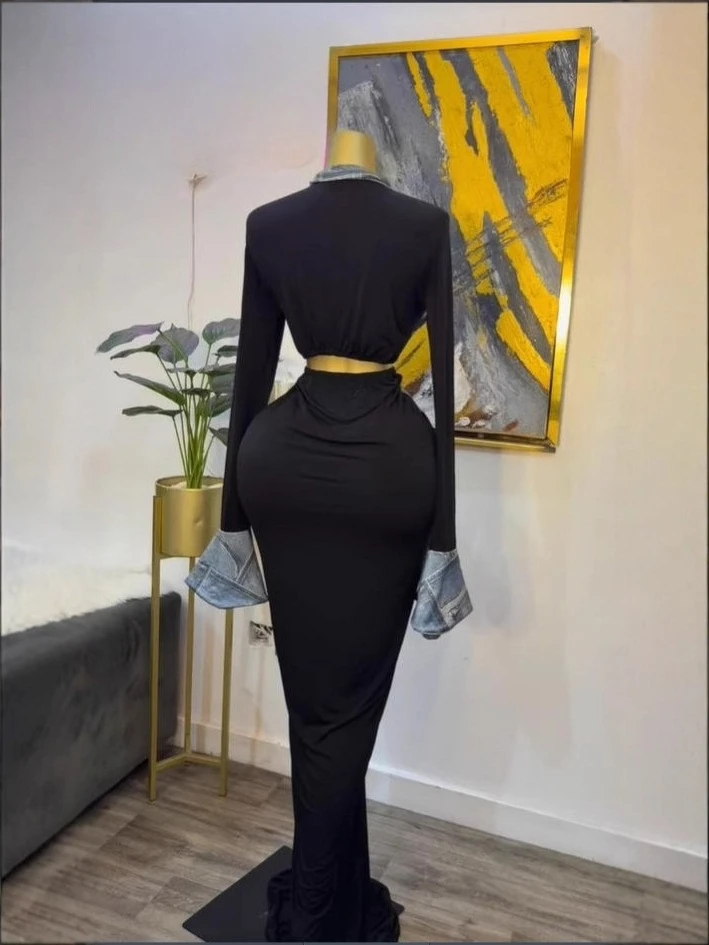 GLCMYAYA Women Denim Print Flare Long Sleeve Single Breasted Ruched Bodycon Maxi Long Dress 2025 Vacation Party Birthday Dresses GLCMYAYA Women Denim Print Flare Long Sleeve Single Breasted Ruched Bodycon Maxi Long Dress 2025 Vacation Party Birthday Dresses