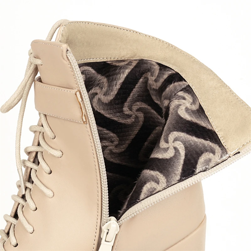 Lace-up Ankle Boots For Women Short Shoes Fashion Buckle High Heels Yellow Black Autumn Winter Women's Ankle Boots Large Size 45