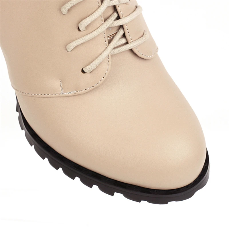 Lace-up Ankle Boots For Women Short Shoes Fashion Buckle High Heels Yellow Black Autumn Winter Women's Ankle Boots Large Size 45