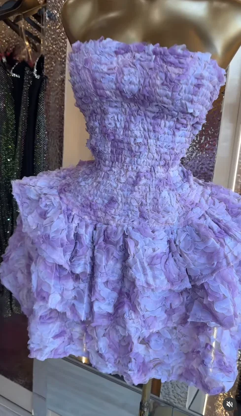 CM.YAYA Women Rose Floral  Strapless Midi Mini A-line Tiered Dress 2026 Spring Beach Sexy Sweet Birthday Party Dresses Vestidos