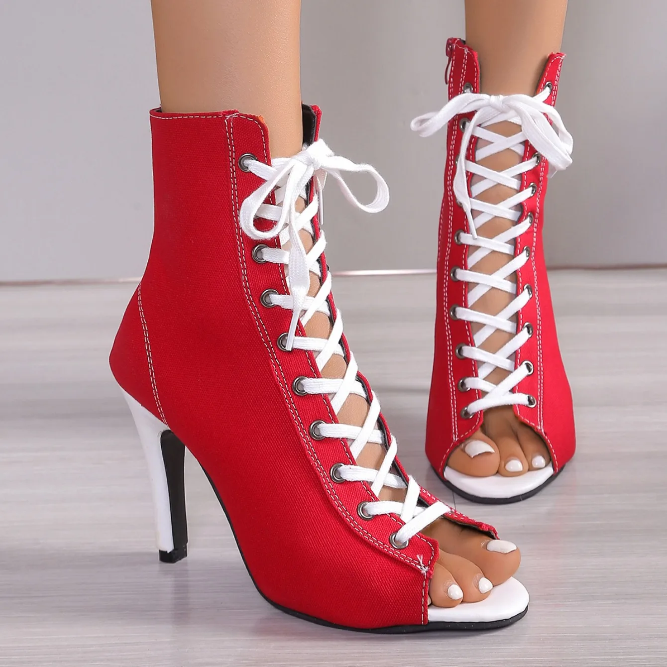 Women Lace Up Fashion High Quality Boots Summer Women Sandals Fashion Sexy High Heels Open Toe Comfort Indoor Jazz Dance Shoes