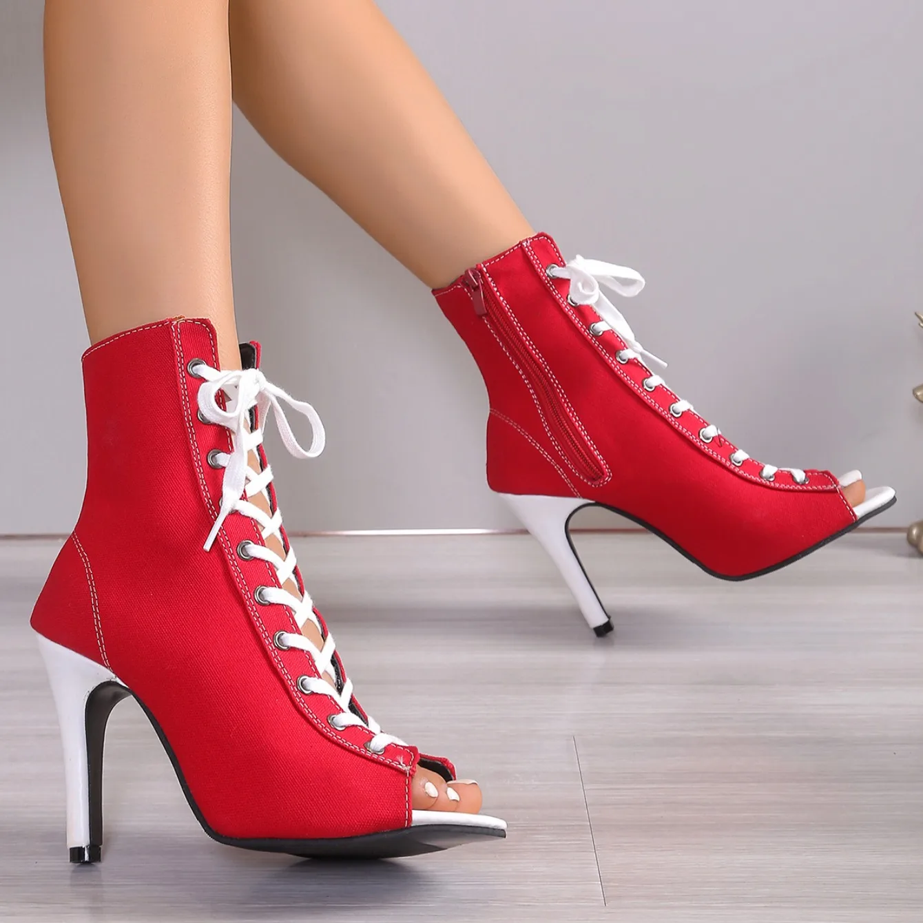Women Lace Up Fashion High Quality Boots Summer Women Sandals Fashion Sexy High Heels Open Toe Comfort Indoor Jazz Dance Shoes