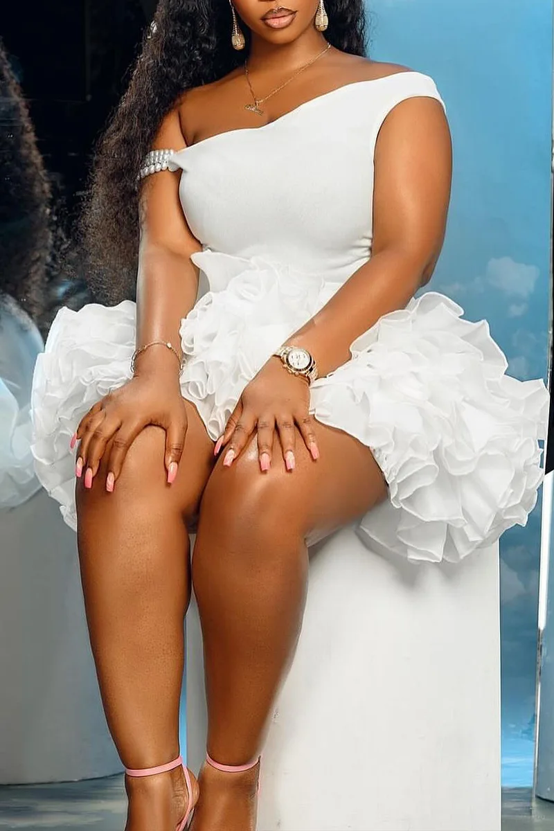 CM.YAYA Women Sleeveless Mesh Edible Tree Fungus Bead Strap Dress Sexy Night Club Evening Birthday Party Mini Dresses Vestidos