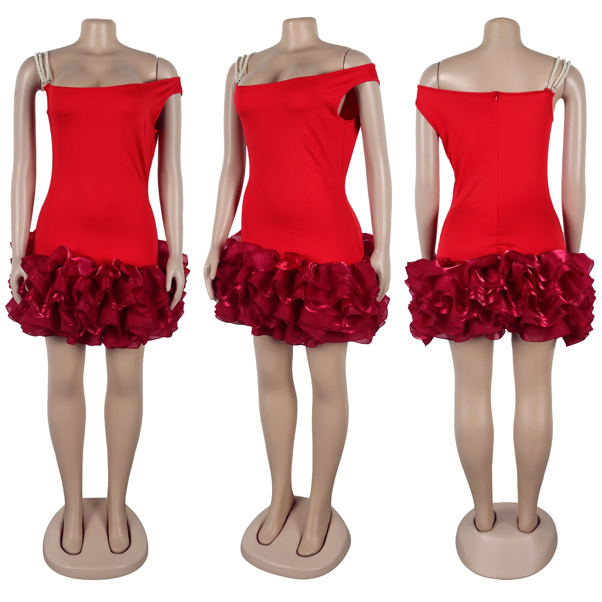 CM.YAYA Women Sleeveless Mesh Edible Tree Fungus Bead Strap Dress Sexy Night Club Evening Birthday Party Mini Dresses Vestidos